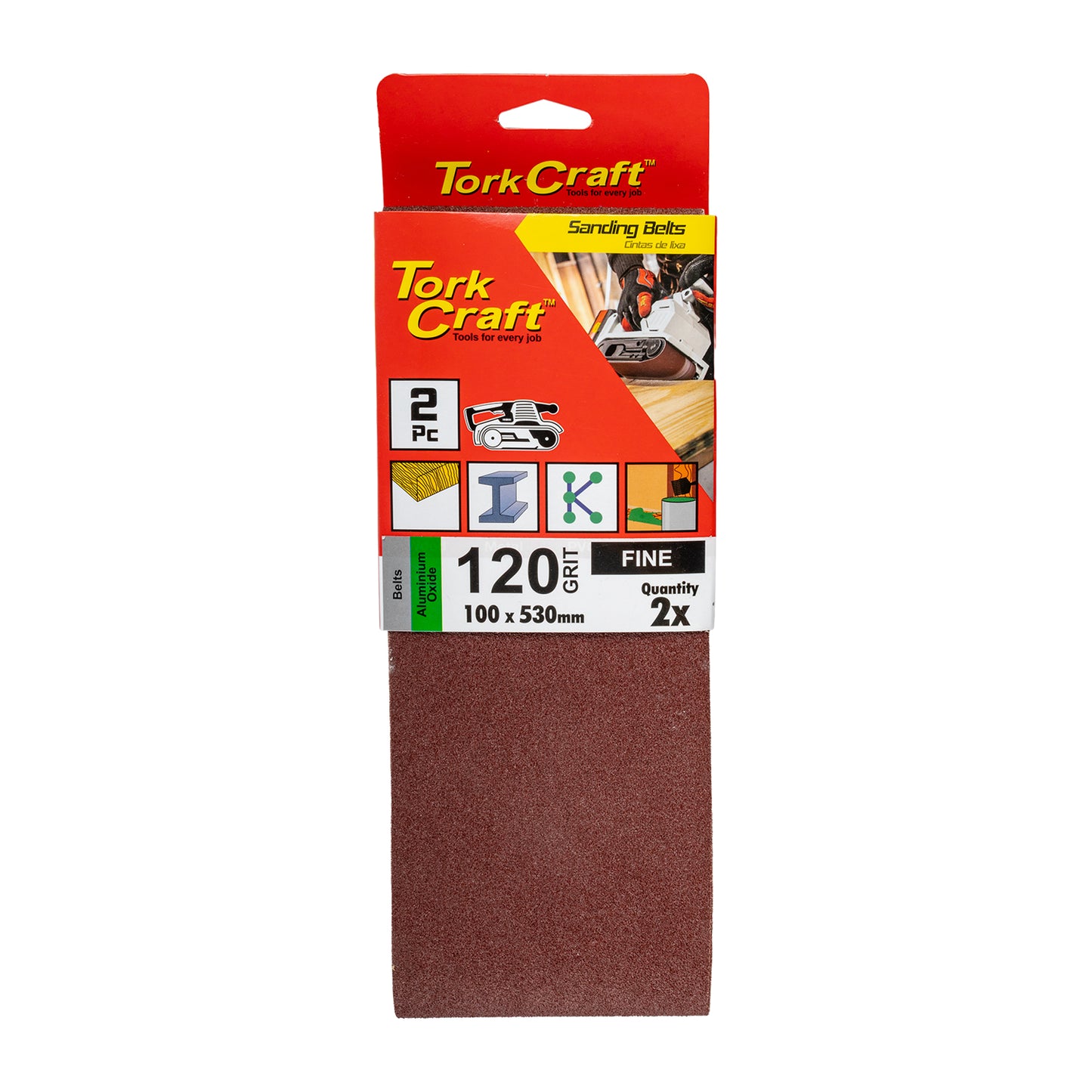 SANDING BELT 100 X 530MM 120GRIT 2/PACK