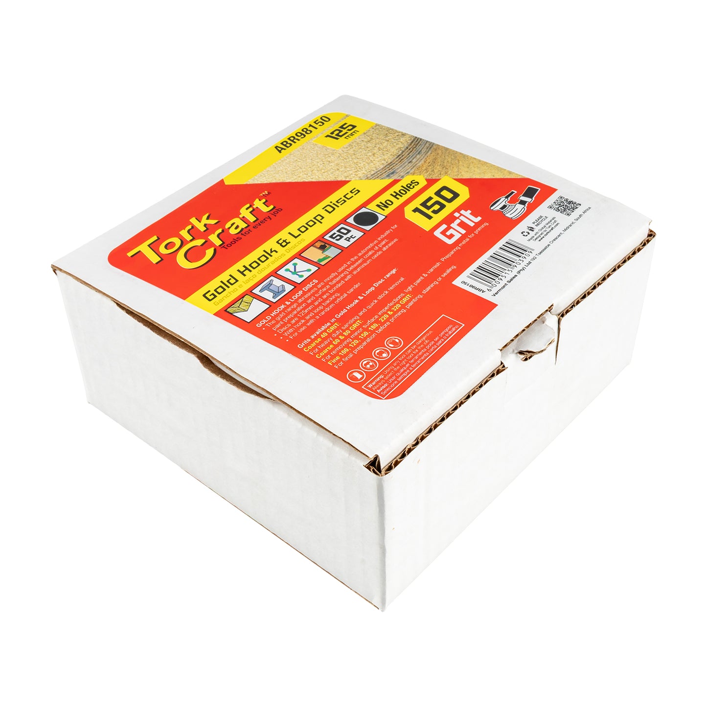 GOLD DISC (50 PIECES) 150 GRIT 125MM WITHOUT HOLE HOOK AND LOOP