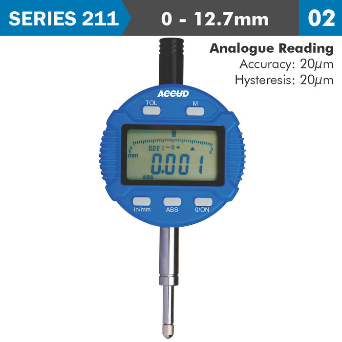 DIGITAL INDICATOR FLAT BACK 12.7MM/0.5'