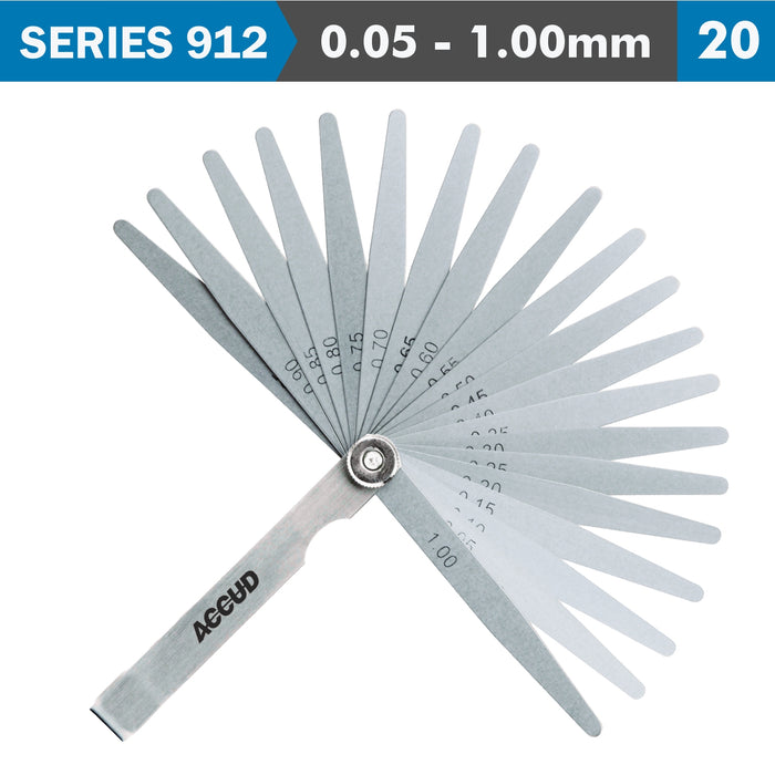 FEELER GAUGE 100MM 0.05 - 1.00MM 20 LEAVES DIN2275