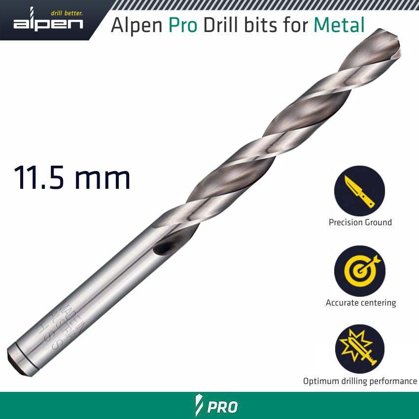ALPEN PRO HSS DRILL DIN 338 RN 135 WITH SPLIT POINT 11.5MM BULK