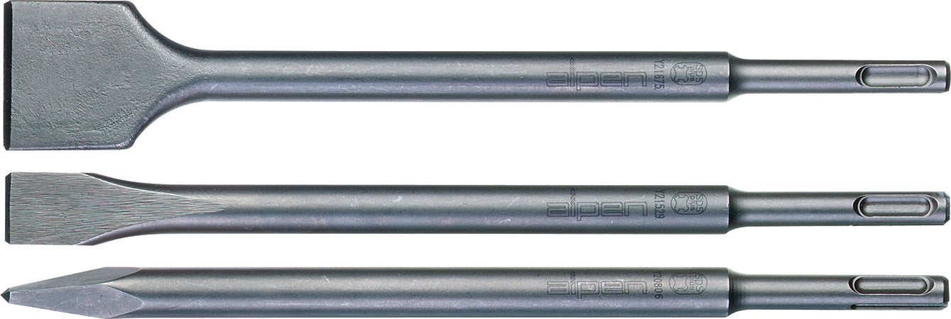 SDS CHISEL SET PLASTIC TUBE POINT X250MM FLAT 20X250 FLAT 40X250