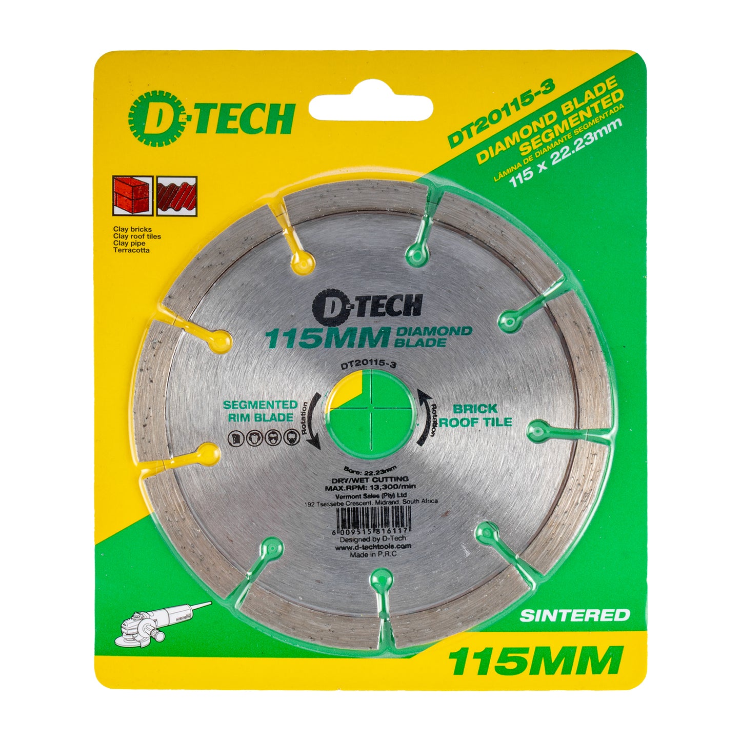 DIAMOND BLADE SEGMENTED 115X22,23 CEMENT BRICK/PAVING