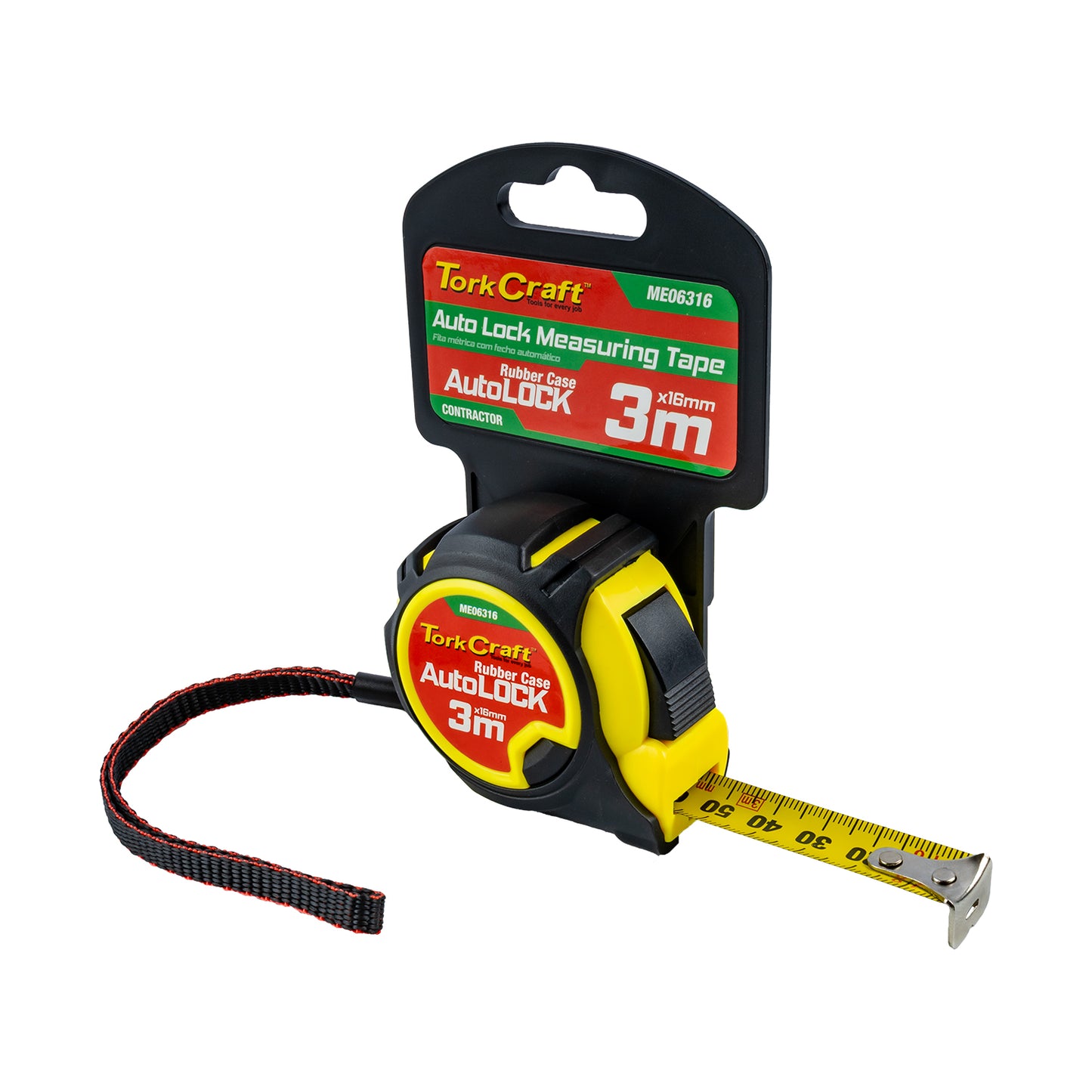 MEASURING TAPE AUTOLOCK 3M X 16MM RUBBER CASING MATT FINISH
