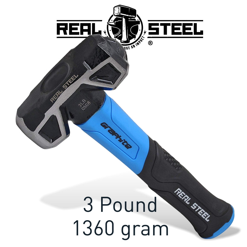 HAMMER SLEDGE/CROSS STRIKE 1.3KG 3LB GRAPH. HANDLE REAL STEEL