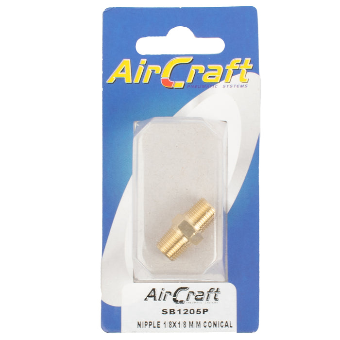 NIPPLE 1/8X1/8 M/M CONICAL 1PC PACK