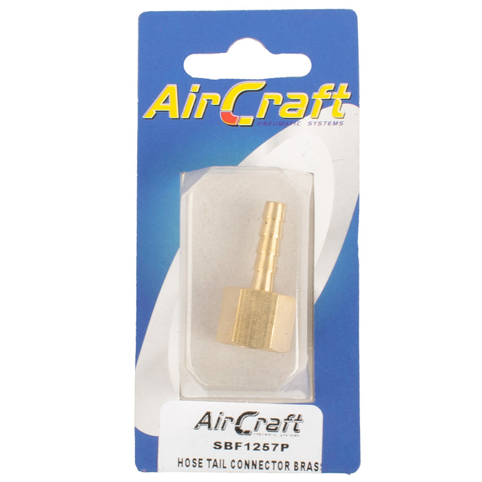 HOSE TAIL CONNECTOR BRASS 1/4F X 6MM 1PC PACK