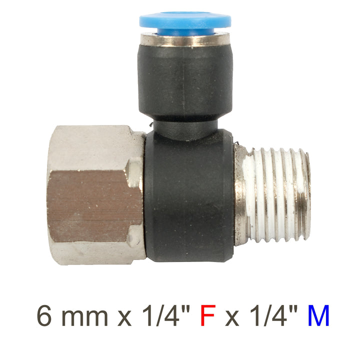 PU HOSE FITTING TEE 6MM X 1/4'F X 1/4'M