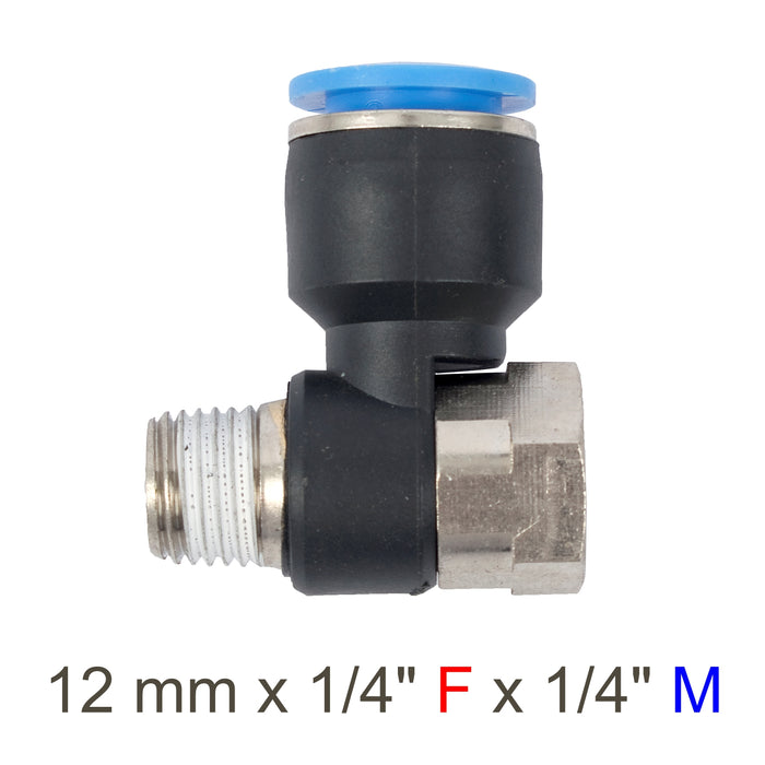 PU HOSE FITTING TEE 12MM X 1/4'F X 1/4'M