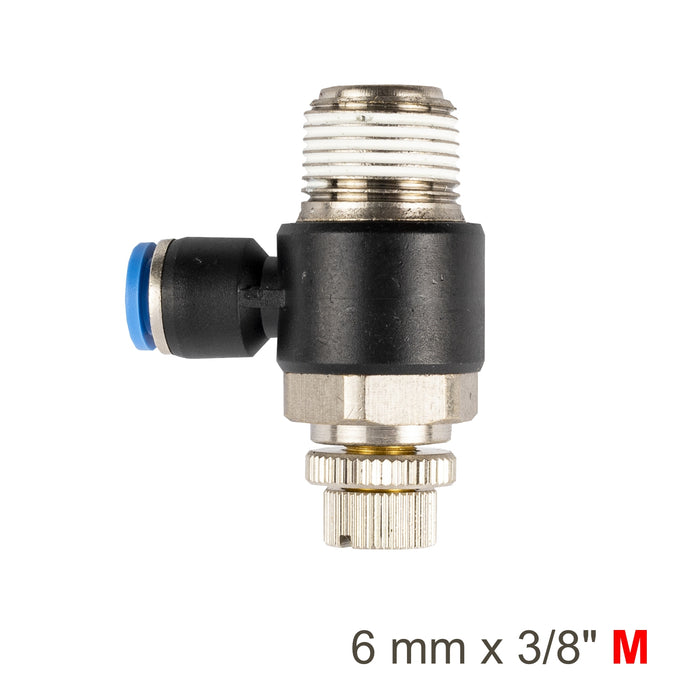 FLOW CONTROL SWIV. ELBOW PU 6MM X 3/8' M