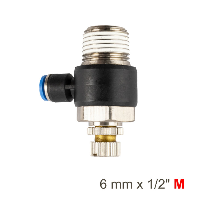 FLOW CONTROL SWIV. ELBOW PU 6MM X 1/2' M