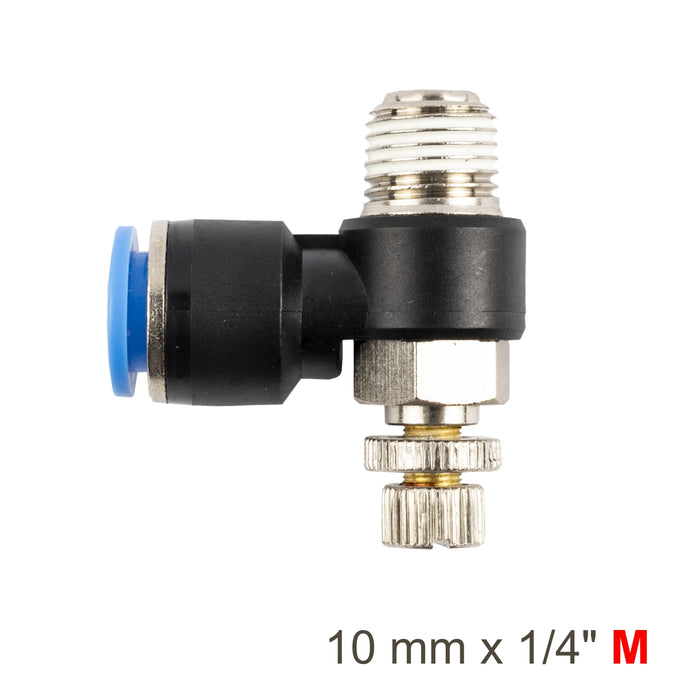 FLOW CONTROL SWIV. ELBOW PU 10MM X 1/4' M