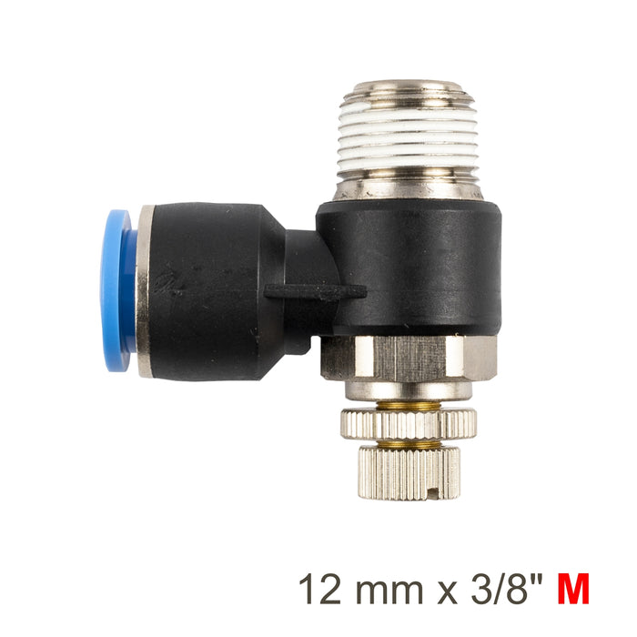FLOW CONTROL SWIV. ELBOW PU 12MM X 3/8' M