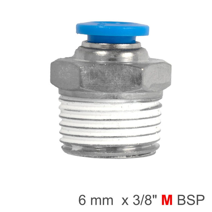 PU HOSE FITTING STRAIGHT STUD 6MM-3/8 M