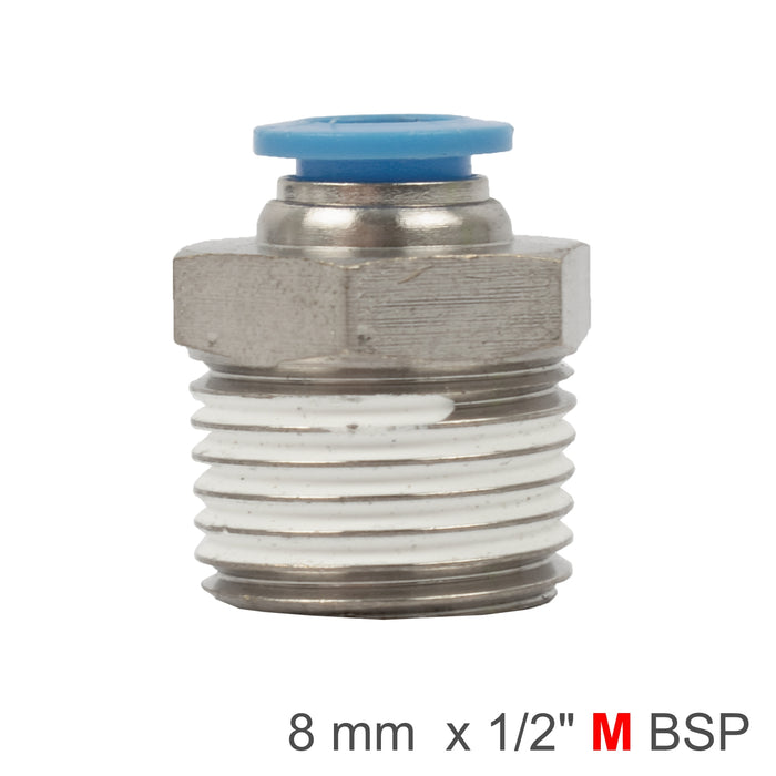 PU HOSE FITTING STRAIGHT STUD 8MM-1/2 M