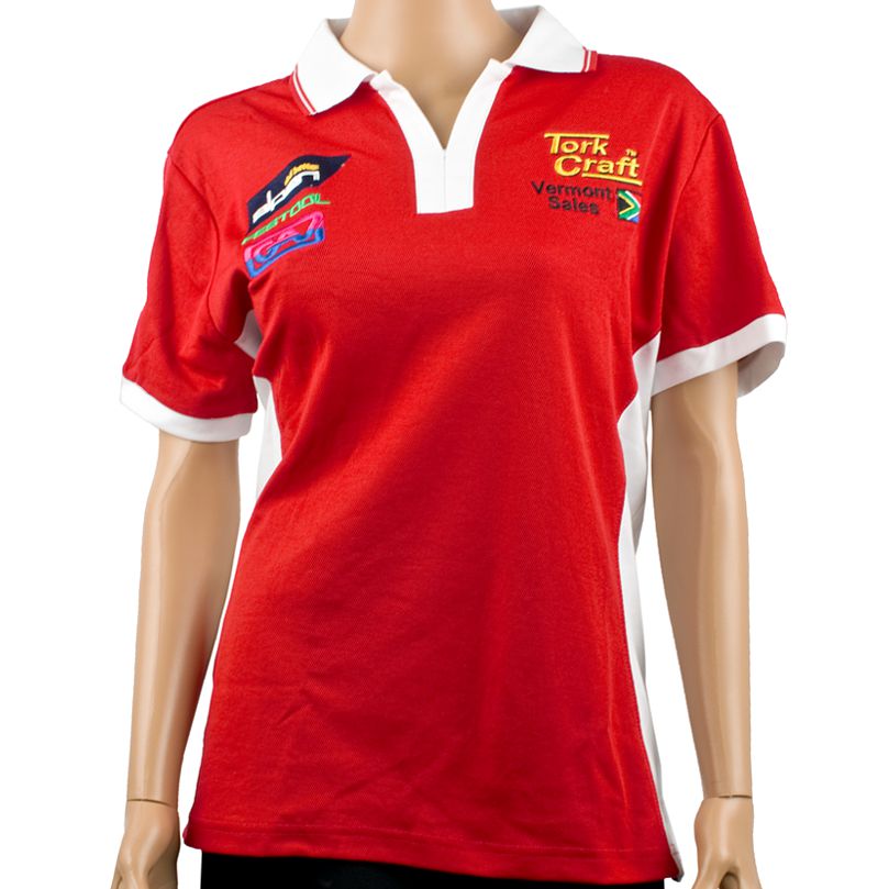 VERMONT LADIES GOLF SHIRT RED LARGE
