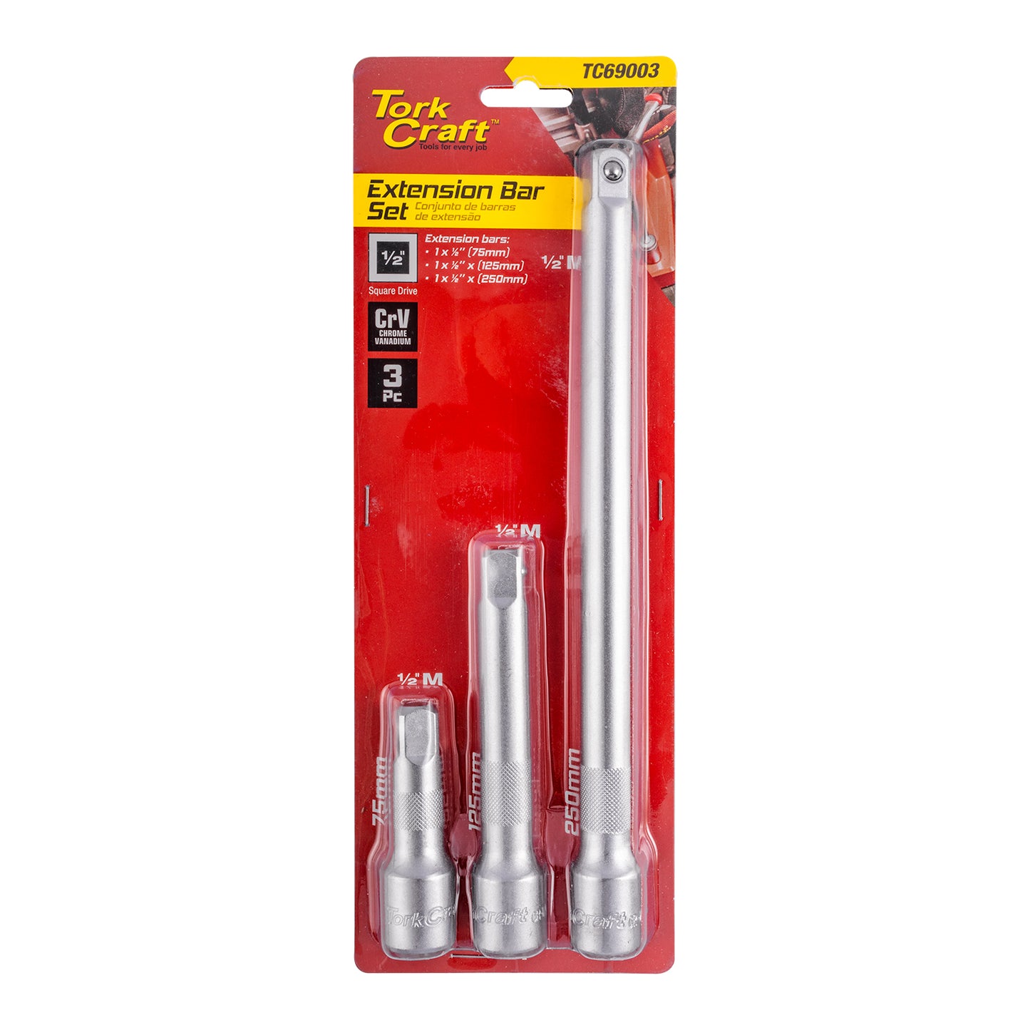 EXTENTION BAR 3PC SET 1/2” 75/125/250MM SOCKET