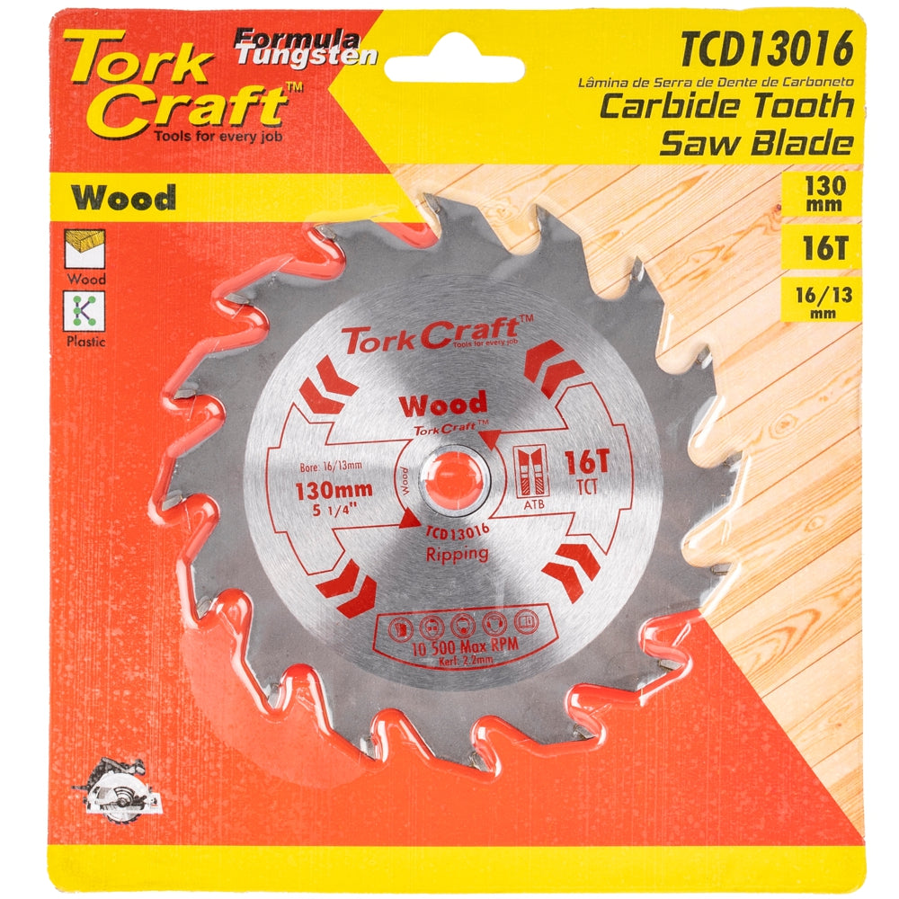 BLADE TCT 130 X 16T 16/13 GENERAL PURPOSE RIP WOOD
