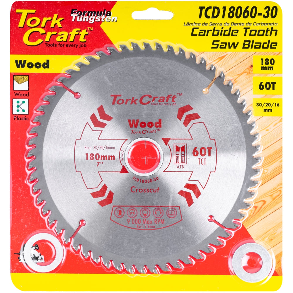 BLADE TCT 180 X 60T 30/20/16 GENERAL PURPOSE COMBINATION
