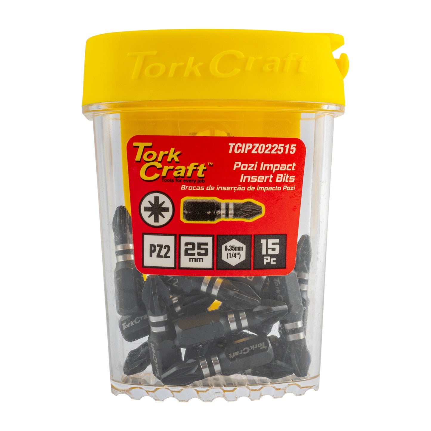 IMPACT POZI.2 X 25MM INSERT BIT 15PC TIC TAC CASE PZ2