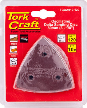 OSCILLATING SANDPAPER A/O 80MM 10PC DELTA SHAPE 120GRIT