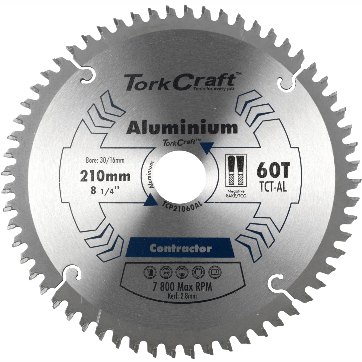 BLADE CONTACTOR ALUM 210 X 60T 30/16 CIRCULAR SAW TCT
