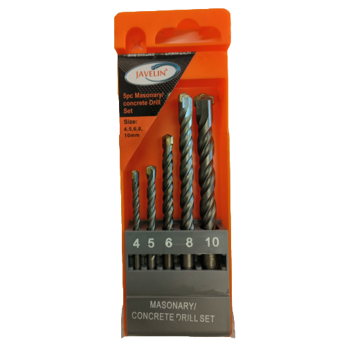 Rotary Masonry Drill Set 5Pce 4,5,6,8,10Mm