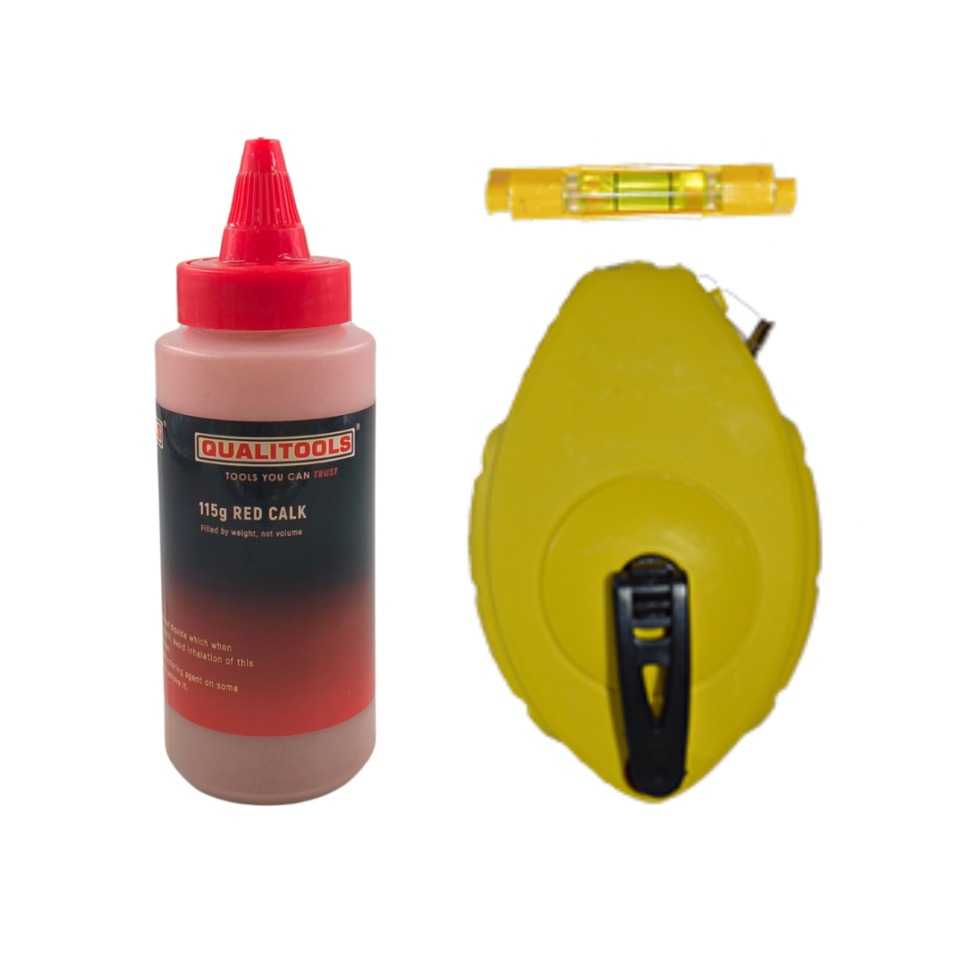 Chalk Line Plastic Case + Powder + Line Level