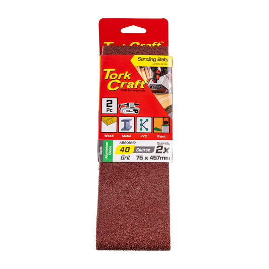 SANDING BELT 75 X 457MM 40GRIT 2/PACK