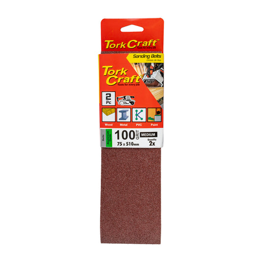 SANDING BELT 75 X 510MM 100GRIT 2/PACK