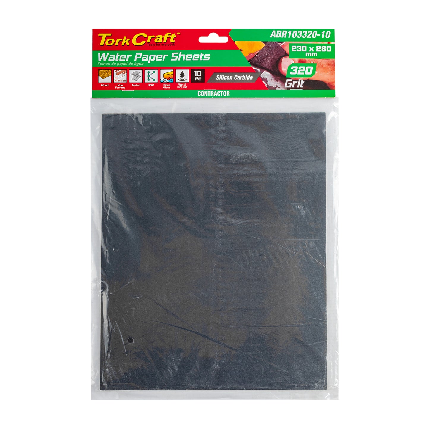 WATER PAPER 230 X 280MM 320 GRIT WET & DRY 10 PER PACK STD