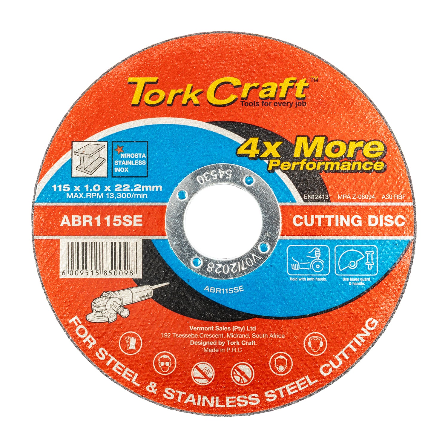 CUTTING DISC STEEL & SS 115 x 1.0 x 22.2 MM 4X MORE PERFORMANCE