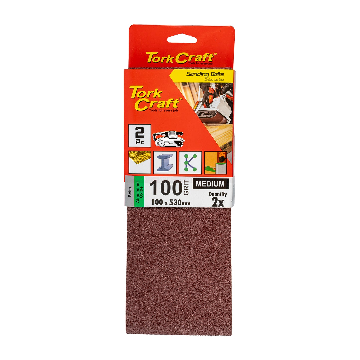 SANDING BELT 100 X 530MM 100GRIT 2/PACK