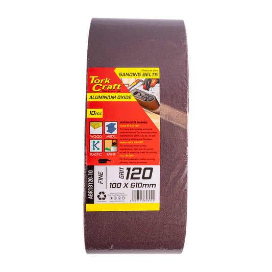 SANDING BELT 100 X 610MM 120GRIT 10/PACK