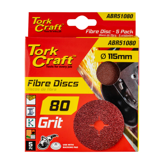 FIBRE DISC 115MM 80 GRIT 5/PACK