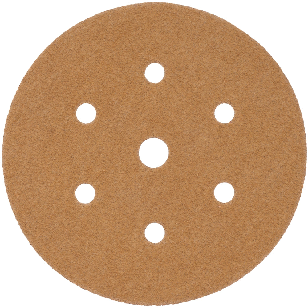 GOLD DISC (50 PIECES) 40 GRIT 150MM X 6+1 HOLES HOOK AND LOOP