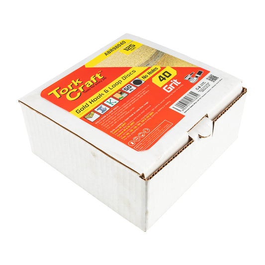GOLD DISC (50 PIECES) 40 GRIT 125MM WITHOUT HOLE HOOK AND LOOP