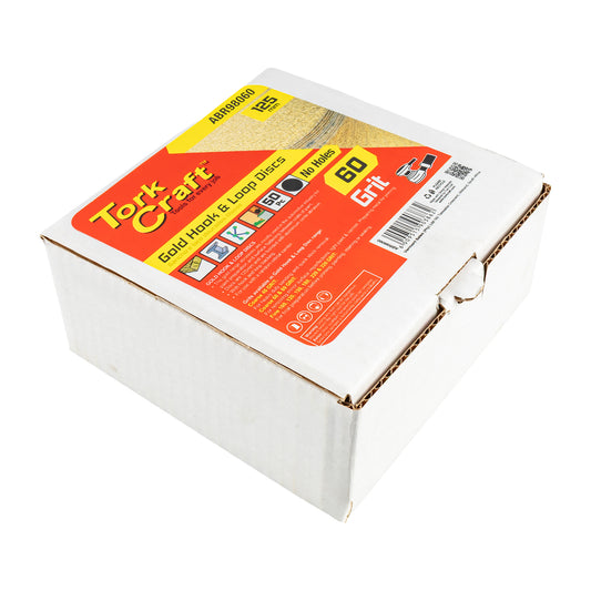 GOLD DISC (50 PIECES) 60 GRIT 125MM WITHOUT HOLE HOOK AND LOOP