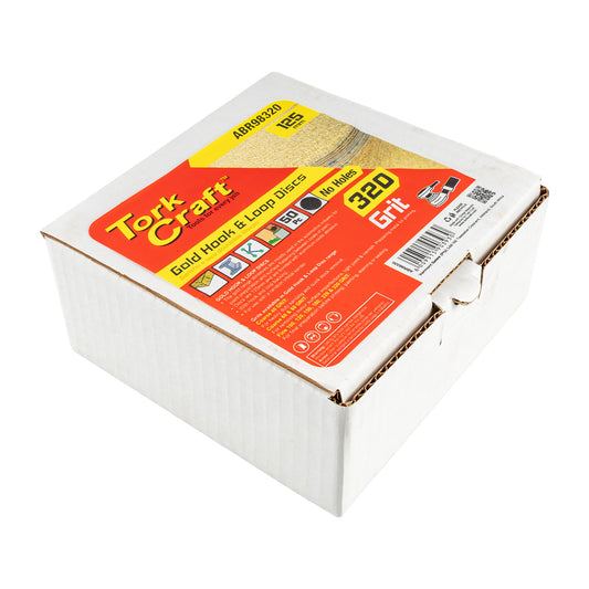 GOLD DISC (50 PIECES) 320 GRIT 125MM WITHOUT HOLE HOOK AND LOOP