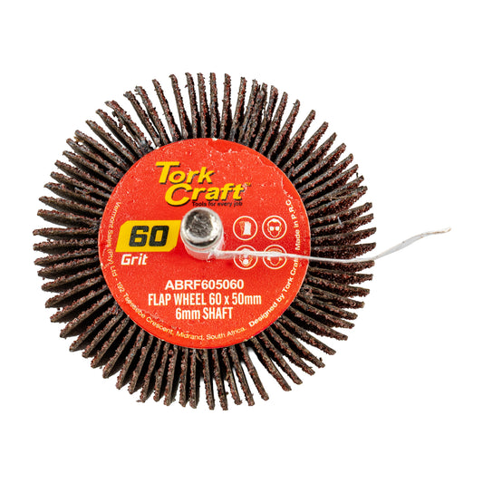 FLAP WHEEL 60 X 50 X 6MM SHAFT 60 GRIT PER EACH