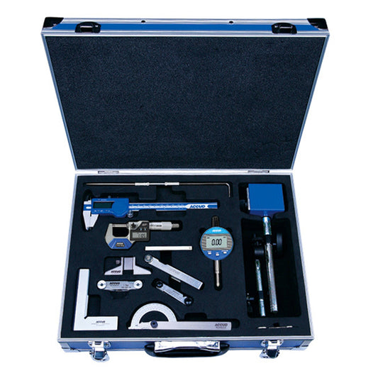 12PC MEASURING SET CALIPER MICROMETER MAG. STAND 3 X GAUGES SCRIBER DE