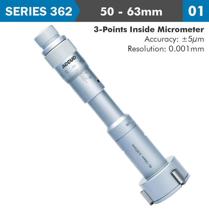 3 POINTS INSIDE MICROMETER 50-63MM 0.005MM ACC. 0.005MM GRAD.