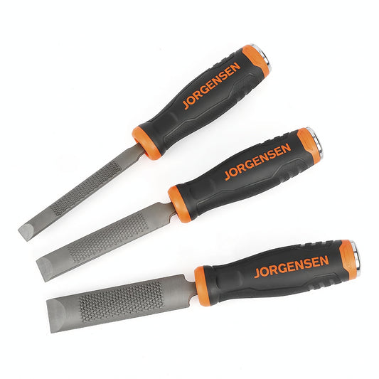 RASP &  CHISEL 3PC SET 12,19, 25MM WITH METAL STRIKING END CAP 150MM
