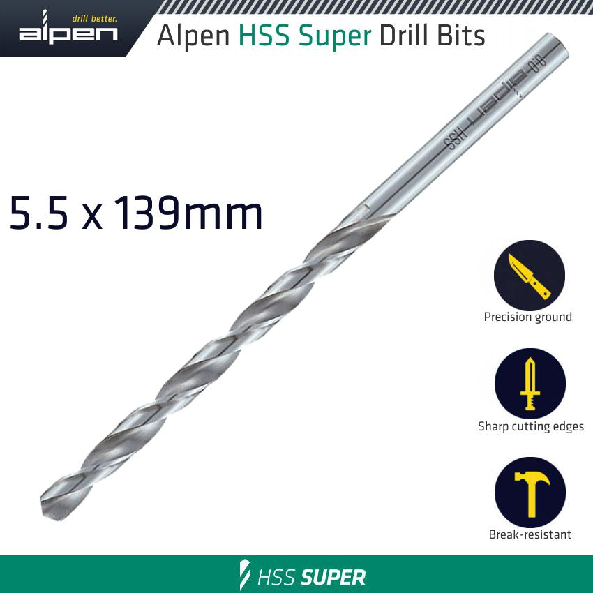 HSS DRILL BIT LONG 5.5 X 139MM BULK