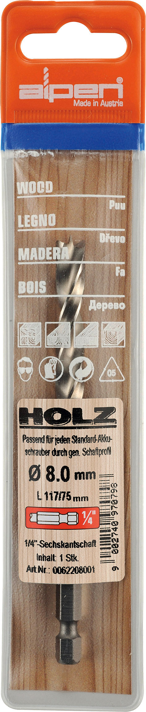 HSS WOOD BIT 5MM HEX SHANK