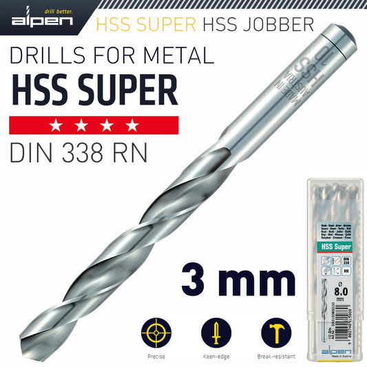 HSS SUPER DRILL BIT 3MM BULK