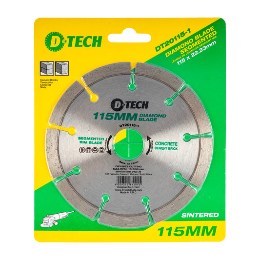DIAMOND BLADE SEGMENTED STD. 115X22,23MM CONCRETE/CLAY BRICKS