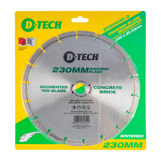 DIAMOND BLADE SEGMENTED STD. 230X22,23MM CONCRETE/CEMENT/CLAY BRICK