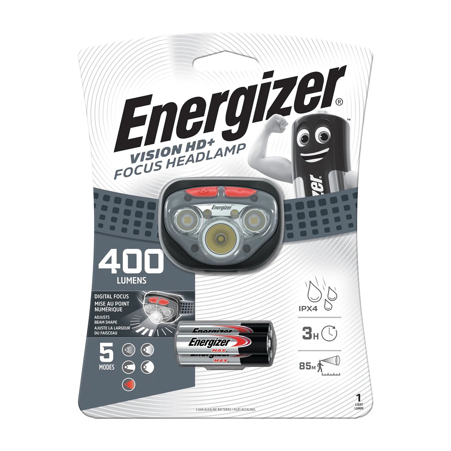 HEADLIGHT 400LUMENS VISION HD PLUS FOCUS GRAY ENERGIZER