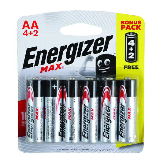 MAX AA BATTERY-6PACK 4+2 FREE ENERGIZER